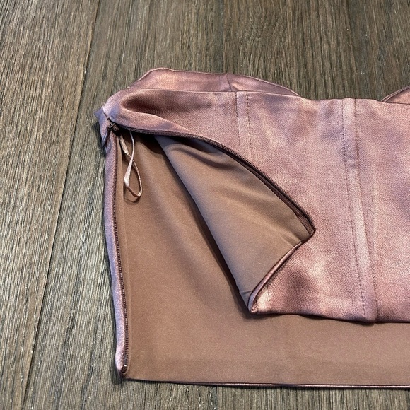 Zara Satin Bandeau Strapless Corset Top Metalic brown champagne color - Picture 5 of 8